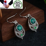Geometric Turquoise Drop Earrings S925 Sterling Silver