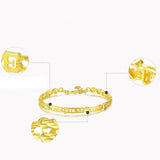 European Woman Girl Party Wedding Gift LOVE Resizable 18KT Yellow Cuff Bangle