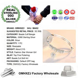 S990 Sterling Silver Cuff Bangle for European Woman