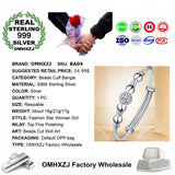 European Woman Lucky Beads S999 Sterling Silver Cuff Bangle