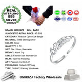 Peacock Open S999 Sterling Silver Cuff Bangle Gift