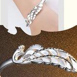 Peacock Open S999 Sterling Silver Cuff Bangle Gift