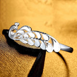 Peacock Open S999 Sterling Silver Cuff Bangle Gift