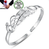 Peacock Open S999 Sterling Silver Cuff Bangle Gift