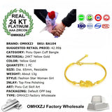 European Woman Girl Party Wedding Gift Pixiu Resizable 24KT Yellow Cuff Bangle