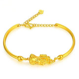 OMHXZJ Woman Wedding Gift Pixiu Resizable Yellow Cuff Bangle