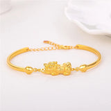 OMHXZJ Woman Wedding Gift Pixiu Resizable Yellow Cuff Bangle