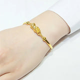 OMHXZJ Woman Wedding Gift Pixiu Resizable Yellow Cuff Bangle