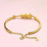 OMHXZJ Woman Wedding Gift Pixiu Resizable Yellow Cuff Bangle