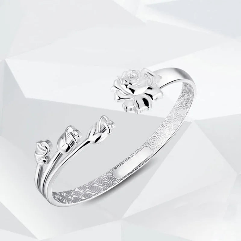 European Woman Sterling Silver Cuff Bangle