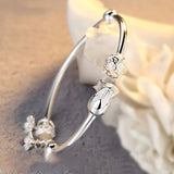 925 Silver Rose Open Cuff Bangle BA11