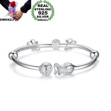 925 Silver Rose Open Cuff Bangle BA11