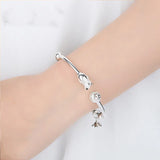 925 Silver Rose Open Cuff Bangle BA11