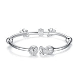925 Silver Rose Open Cuff Bangle BA11