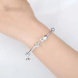 925 Silver Rose Open Cuff Bangle BA11