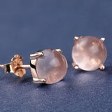 Rose Quartz Stud Earrings in 18KT Rose Gold for Wedding or Party
