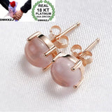Rose Quartz Stud Earrings in 18KT Rose Gold for Wedding or Party