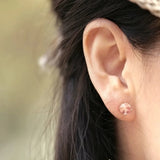 Rose Quartz Stud Earrings in 18KT Rose Gold for Wedding or Party