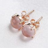 Rose Quartz Stud Earrings in 18KT Rose Gold for Wedding or Party