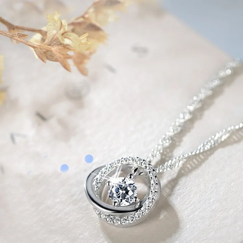 European Woman Party Wedding Zircon Sterling Silver Pendant Charm