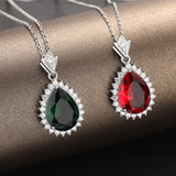 European Wedding Ruby Emerald Zircon 18KT Necklace Pendant