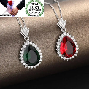 European Wedding Ruby Emerald Zircon 18KT Necklace Pendant