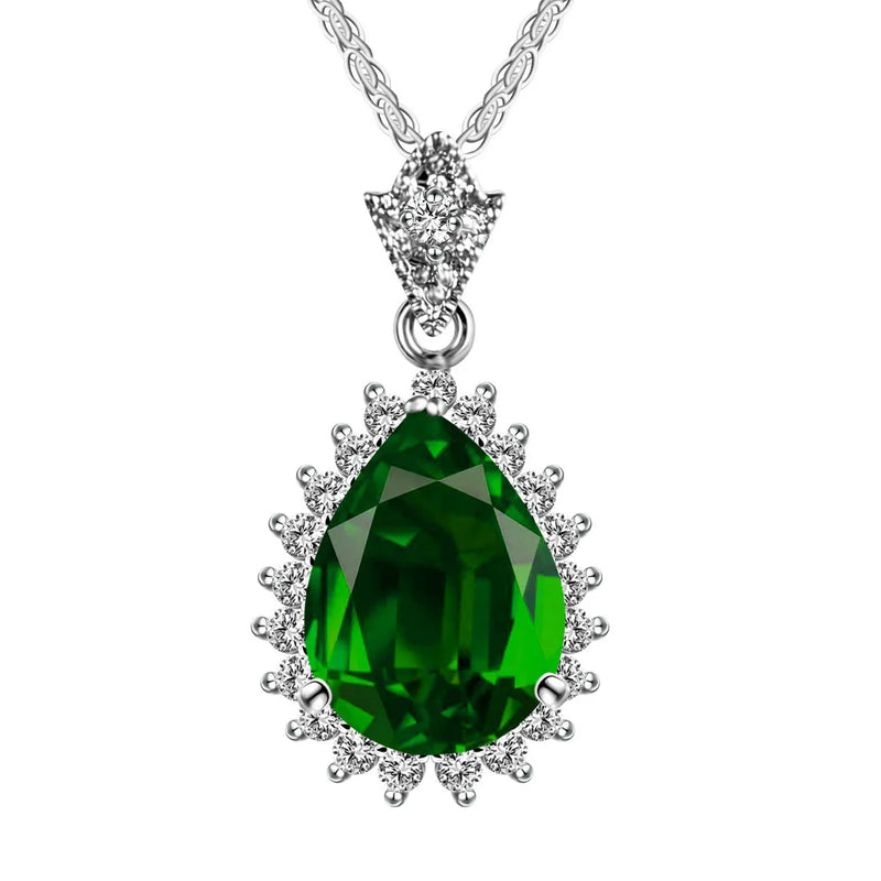 European Wedding Ruby Emerald Zircon 18KT Necklace Pendant