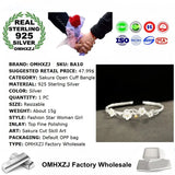 925 Sterling Silver Cuff Bangle with Sakura Design