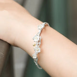 925 Sterling Silver Cuff Bangle with Sakura Design
