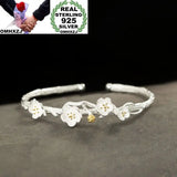 925 Sterling Silver Cuff Bangle with Sakura Design