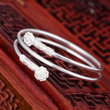 European Sakura 925 Silver Cuff Bangle