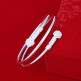 European Sakura 925 Silver Cuff Bangle