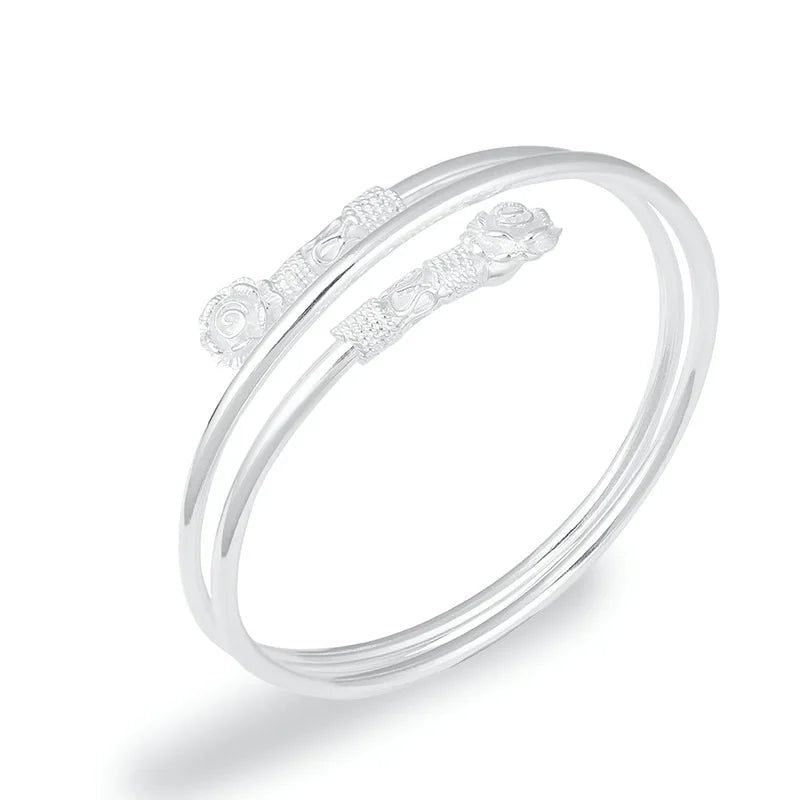 European Sakura 925 Silver Cuff Bangle