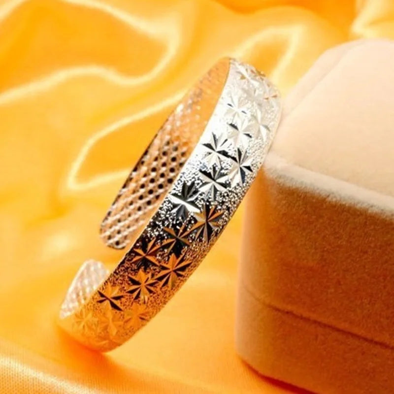 European Style S999 Silver Cuff Bangle - Wedding Gift