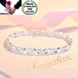 European Woman Girl Party Wedding Gift Silver OX 999 Sterling Silver Bracelet