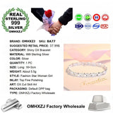European Woman Girl Party Wedding Gift Silver OX 999 Sterling Silver Bracelet