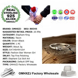 European Woman Girl Silver Elephant Taiyin Ring RR345