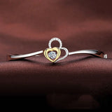 925 Silver Heart Cuff Bangle - European Girl Party Wedding Gift