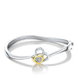 925 Silver Heart Cuff Bangle - European Girl Party Wedding Gift
