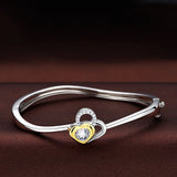 925 Silver Heart Cuff Bangle - European Girl Party Wedding Gift