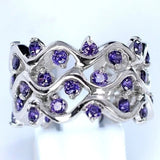Silver Purple Wave Amethyst 925 Sterling Silver Ring RR16