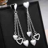 Silver Tassel Heart 925 Sterling Silver Stud Earrings