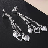 Silver Tassel Heart 925 Sterling Silver Stud Earrings