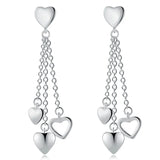 Silver Tassel Heart 925 Sterling Silver Stud Earrings