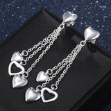 Silver Tassel Heart 925 Sterling Silver Stud Earrings