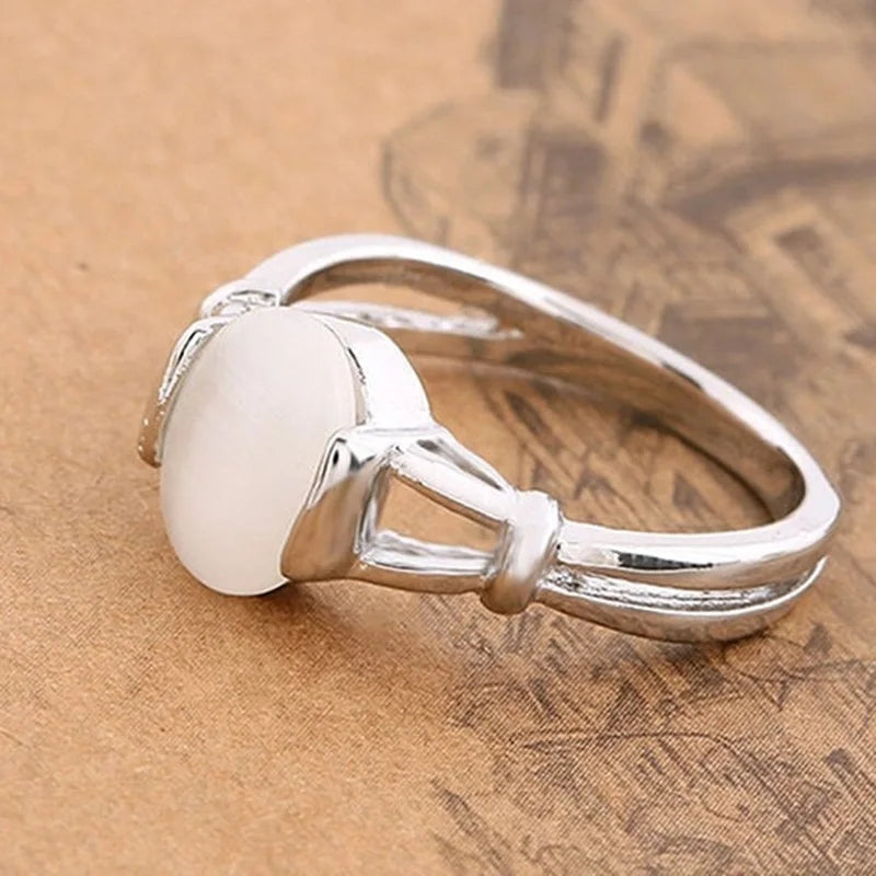 Moonstone 925 Silver Ring RR96 European Girl Party Wedding Gift