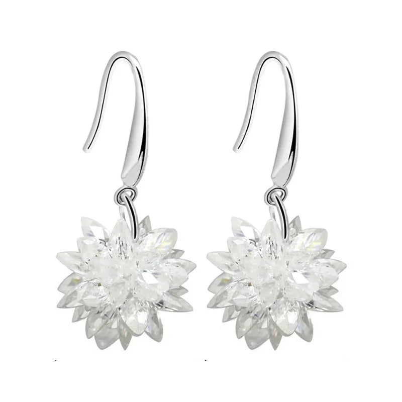 Zircon 925 Sterling Silver Drop Earrings for Wedding Gift