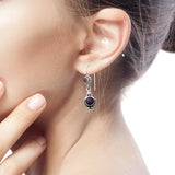 Vintage Amethyst S925 Silver Drop Earrings EA374