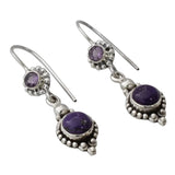 Vintage Amethyst S925 Silver Drop Earrings EA374