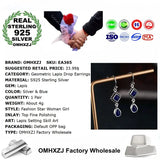 OMHXZJ Vintage Lapis S925 Silver Drop Earrings